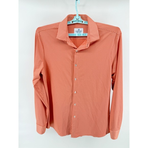 Mizzen+Main Other - Mizzen+Main Mens Large Trim Fit Orange Gingham Performance Dress Shirt 20057